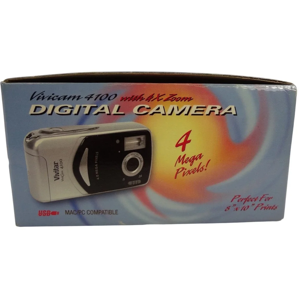 Vivitar ViviCam 4100 Digital Camera‎ 4.0MP 4x Zoom Silver Vintage Boxed Bundle